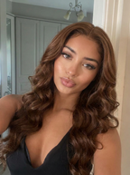 HD Lace Frontal "Mocha Euphoria" Silky Wave Brunette Wig Silky Wave Wig