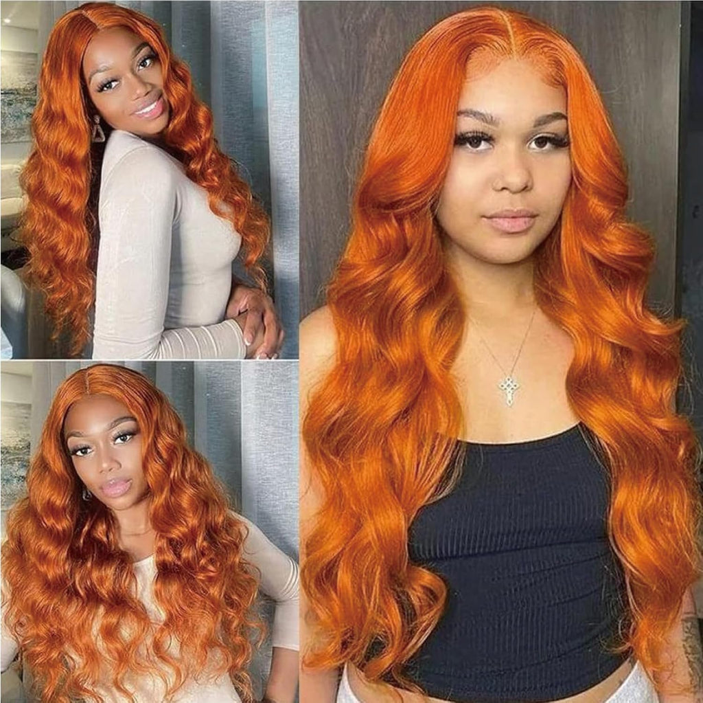 HD Lace Frontal "Clementine Euphoria" Silky Wave Orange Ginger Wig