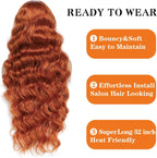 HD Lace Frontal "Clementine Euphoria" Silky Wave Orange Ginger Wig