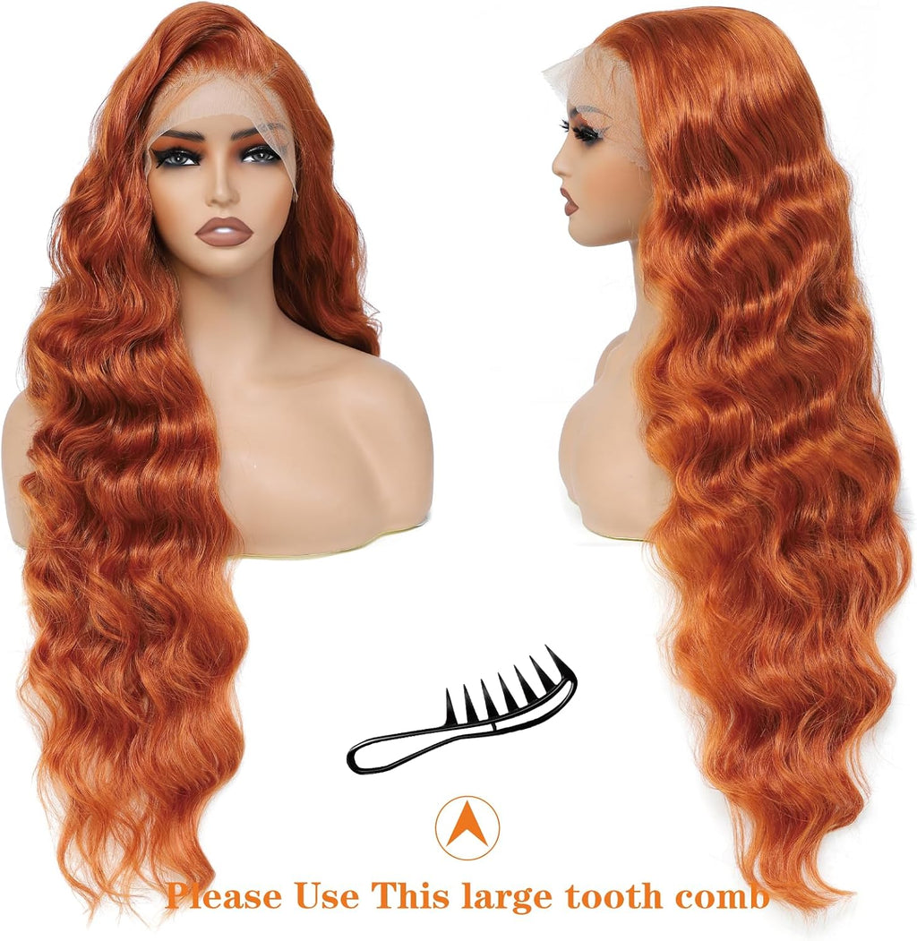 HD Lace Frontal "Clementine Euphoria" Silky Wave Orange Ginger Wig