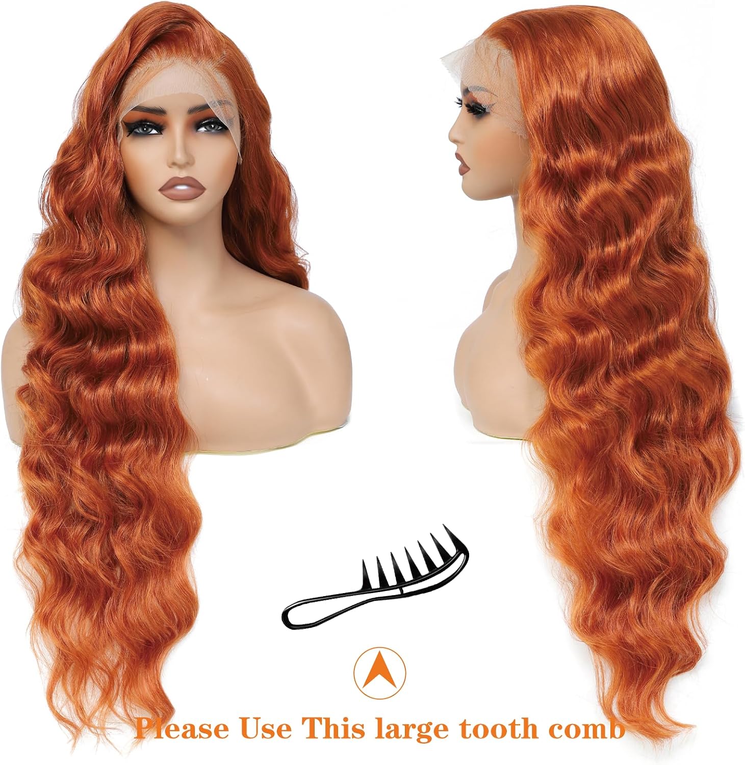 HD Lace Frontal "Clementine Euphoria" Silky Wave Orange Ginger Wig