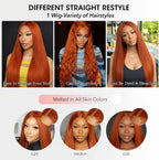 HD Lace Frontal "Clementine Euphoria" Silky Wave Orange Ginger Wig