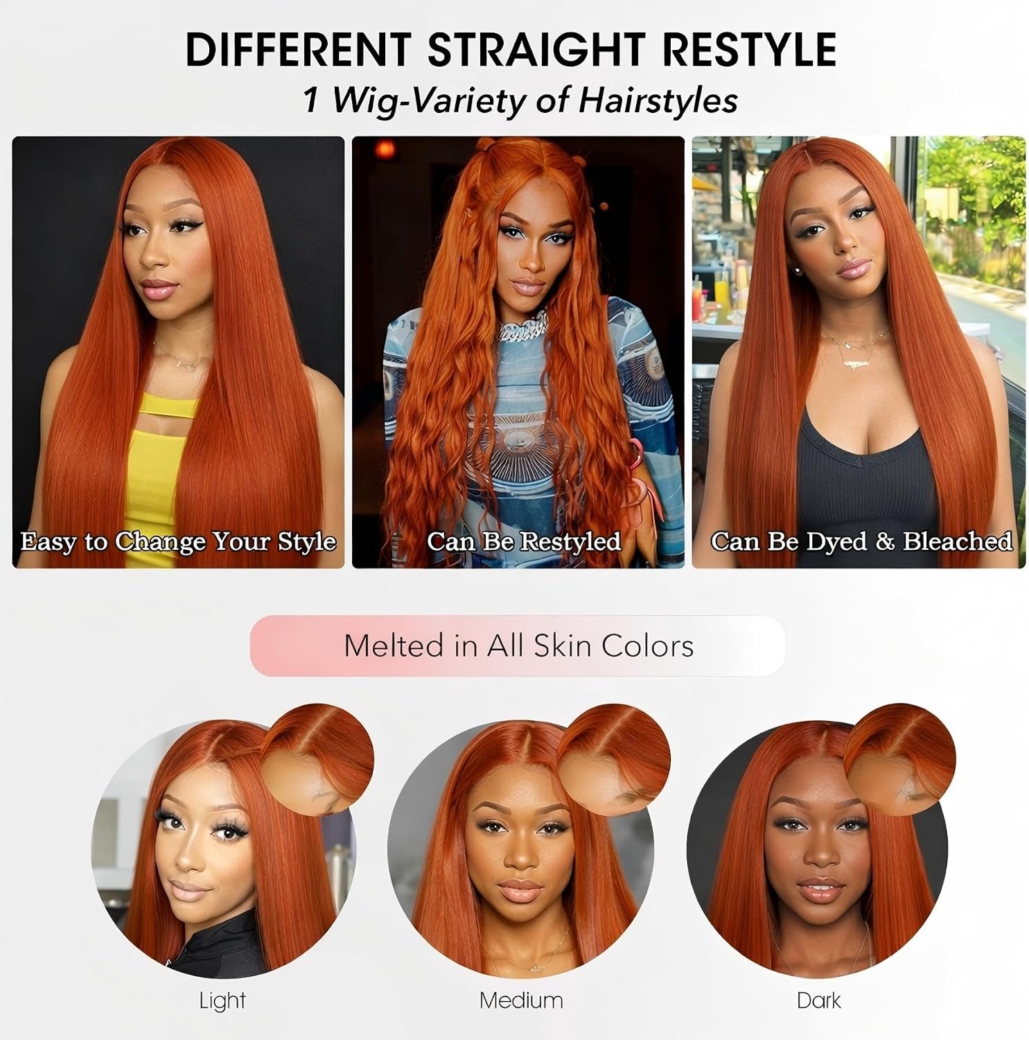 HD Lace Frontal "Clementine Euphoria" Silky Wave Orange Ginger Wig