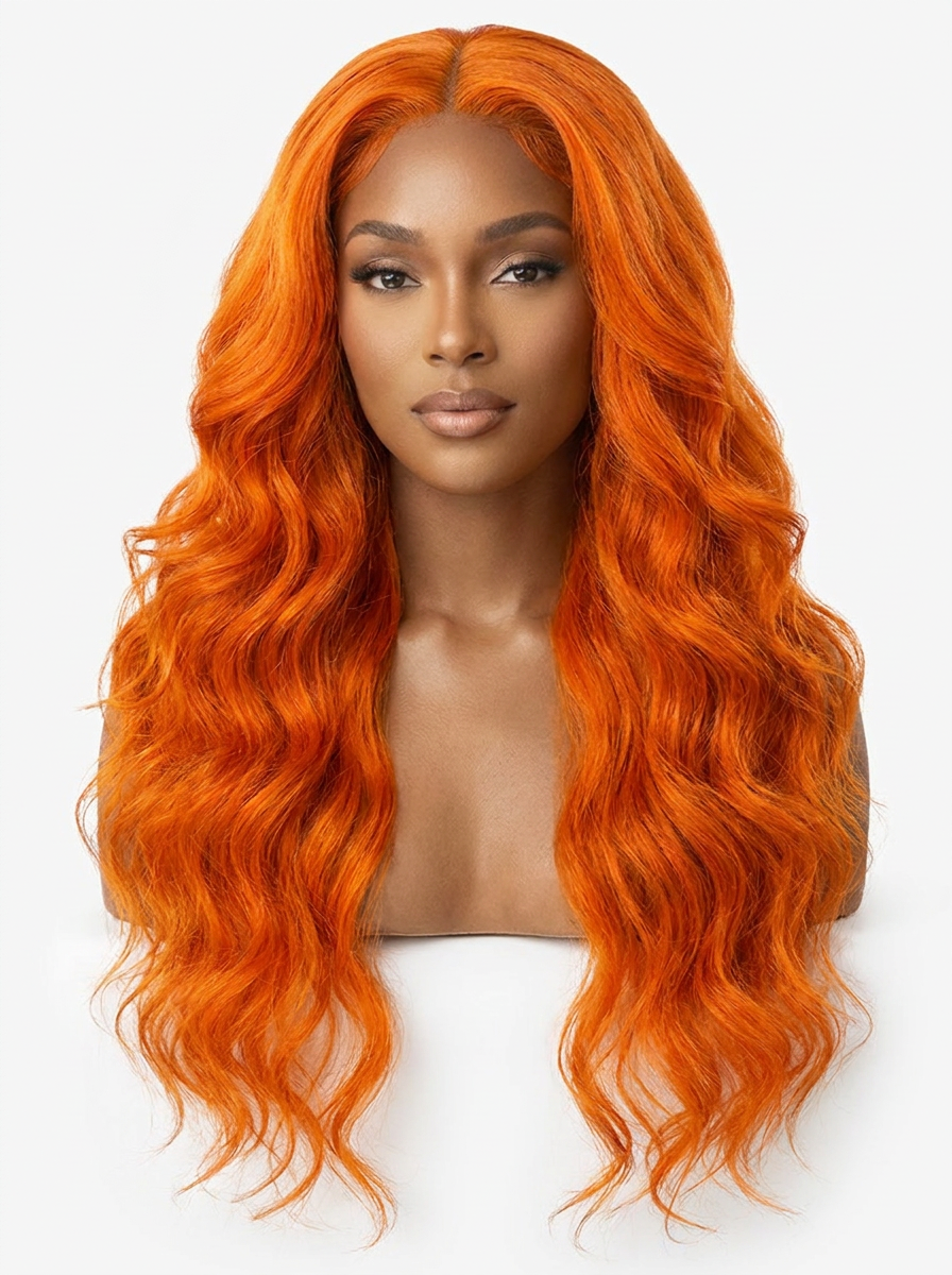 HD Lace Frontal "Clementine Euphoria" Silky Wave Orange Ginger Wig