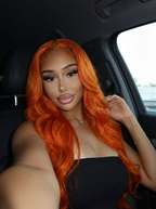 HD Lace Frontal "Clementine Euphoria" Silky Wave Orange Ginger Wig