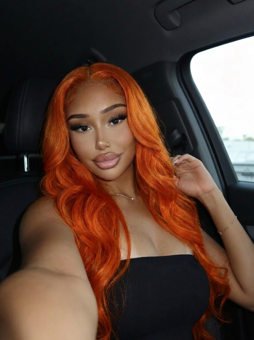 HD Lace Frontal "Clementine Euphoria" Silky Wave Orange Ginger Wig