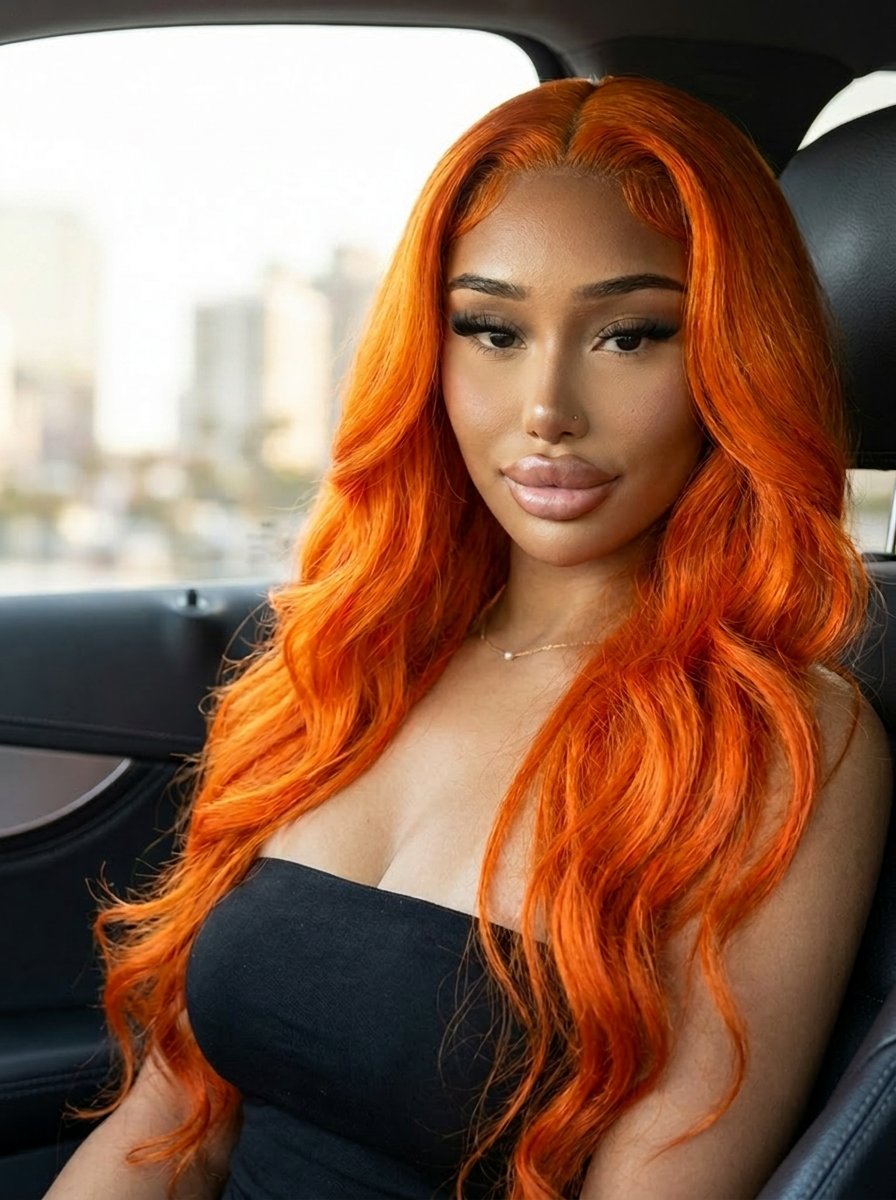 HD Lace Frontal "Clementine Euphoria" Silky Wave Orange Ginger Wig