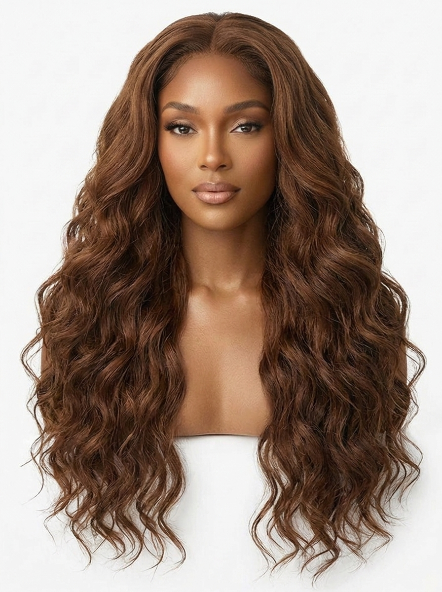 HD Lace Frontal "Mocha Euphoria" Silky Wave Brunette Wig Silky Wave Wig
